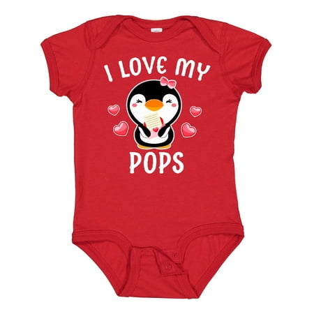 

Inktastic I Love My Pops with Cute Penguin and Hearts Gift Baby Girl Bodysuit