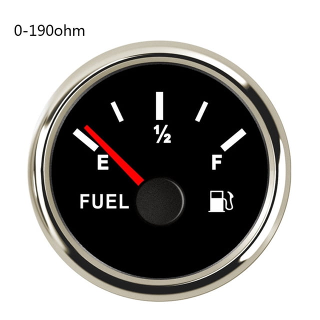 E-1/2-F Waterproof Fuel Level Gauge 0~190 ohm With Red Backlight Fit For Boat Car 52mm 2'' Fuel Level Indicator ,Easy to Calibrate