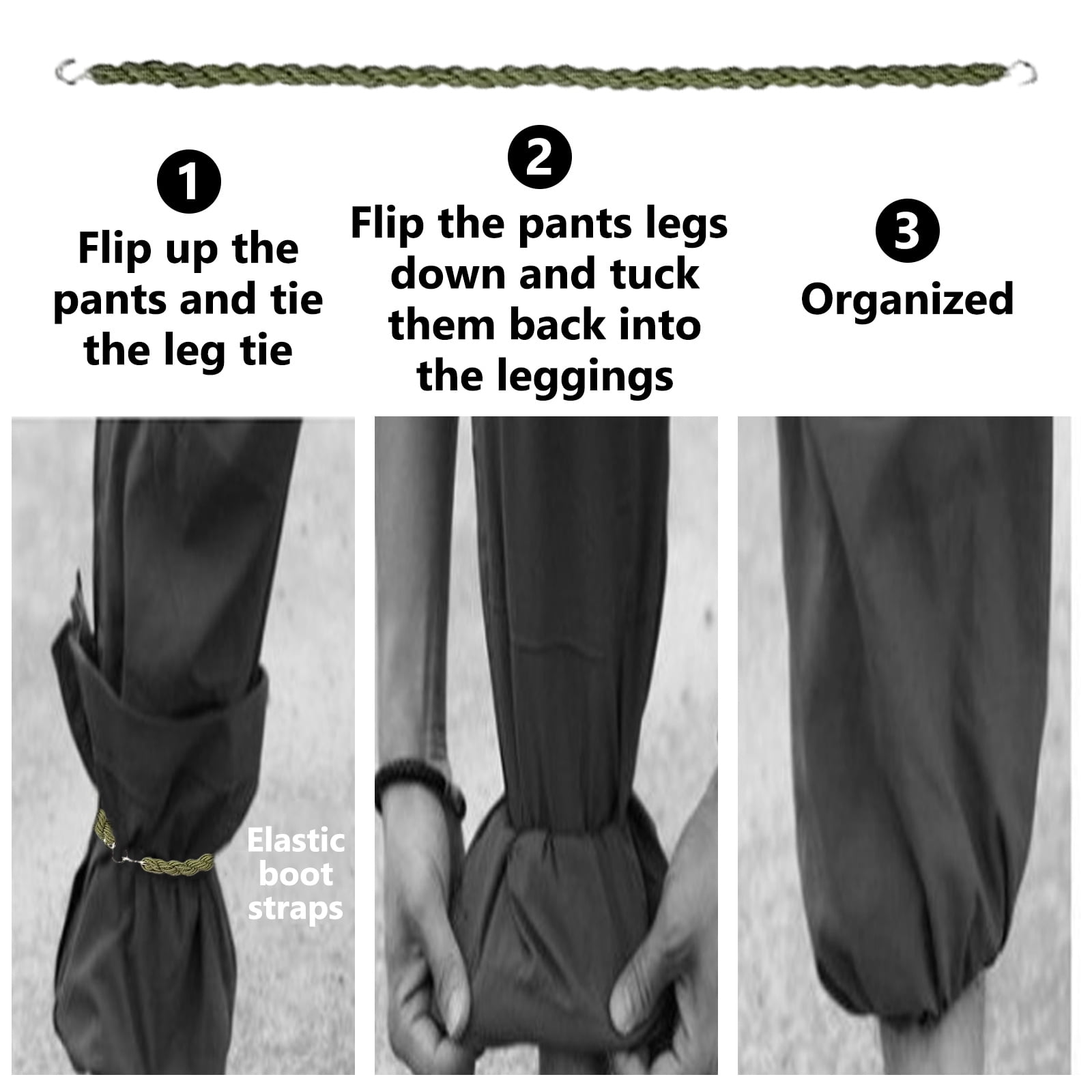 Versatile Military-Grade Elastic Boot Straps, Keeps Pants Tight Against Boots And Prevents Sand Entry, For Navy Army Air Force Use, Professional Elastic Rubber Bands With Cotton