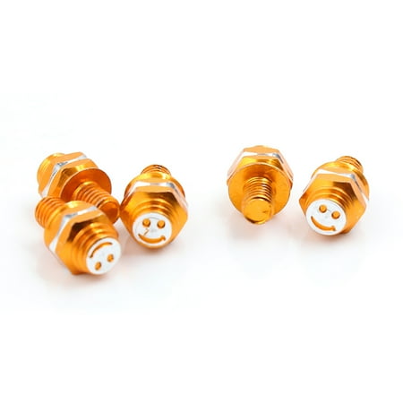 License Frame Bolts Unique Bargains 5pcs 8mm Thread Dia Smile Face Pattern License Plate Frame Bolt Screws Gold Tone ()