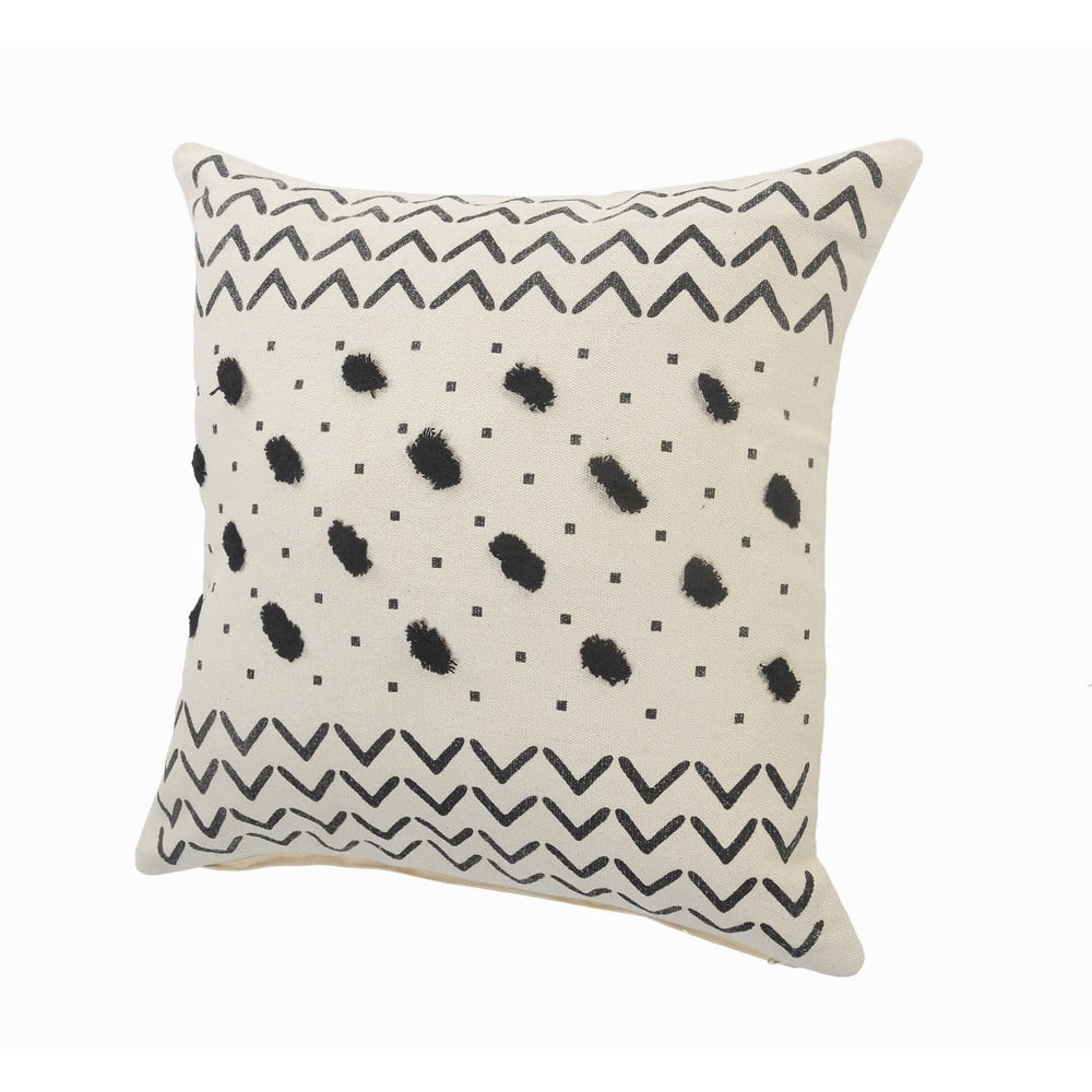 Ox Bay Chevron Black And Cream Tufted Grid Soft Poly-Fill 20 In. X 20 In. Throw Pillow