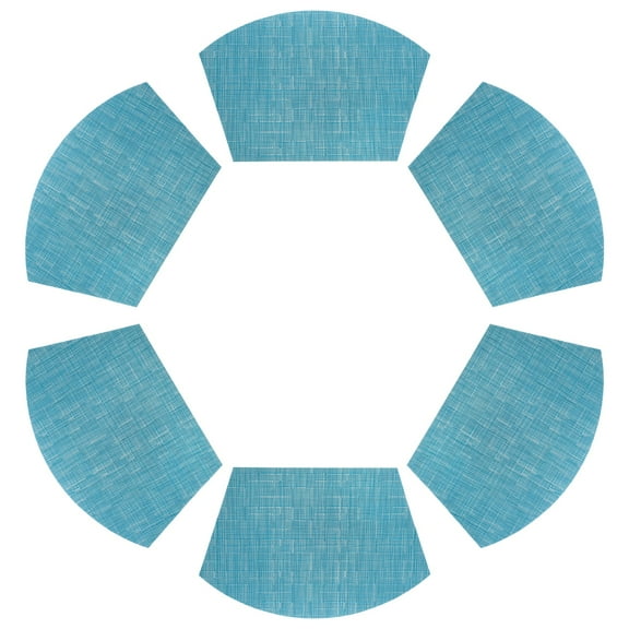 Uxcell 6pcs Wedge Placemats 18" x 12" Woven Vinyl Round Table Placemats, Blue