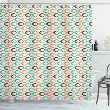 Ambesonne Retro Shower Curtain, Aquatic Life Ocean Fish, 69"Wx70"L, Salmon Brown Turquoise
