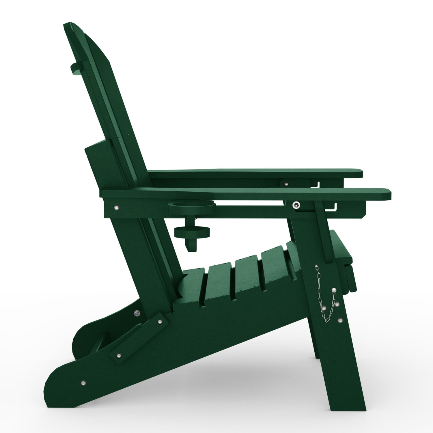 WestinTrends Malibu Folding Adjustable Adirondack Chair with Retractable Ottoman and Cup Holder, Dark Green