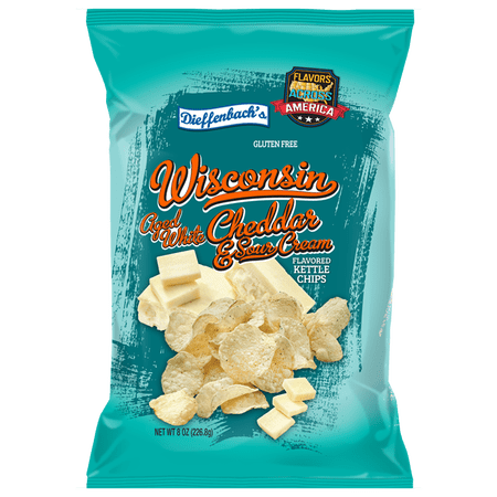 Dieffenbach’s Wisconsin Aged White Cheddar & Sour Cream Kettle Potato Chips, 4-Pack 8 oz. Bags