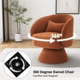 thumbnail image 4 of Wiilayok Swivel Barrel Chair Set of 2, Teddy Upholstered Accent Armchairs Comfy 360° Swivel Lounge Sofa Armchair for Living Room Bedroom Reading,Caramel, 4 of 8