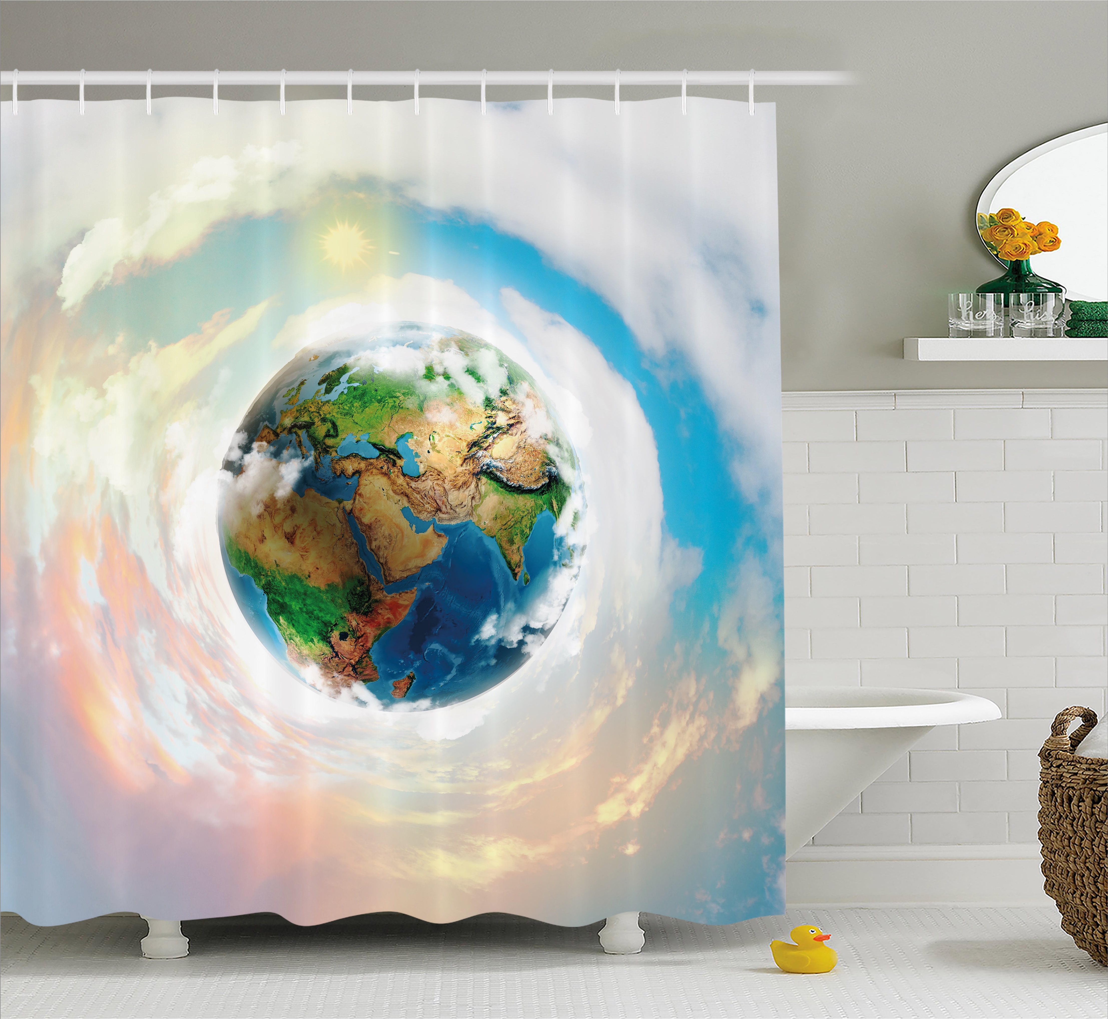 Earth Shower Curtain, Vibrant Colorful Image of Earth Vivid