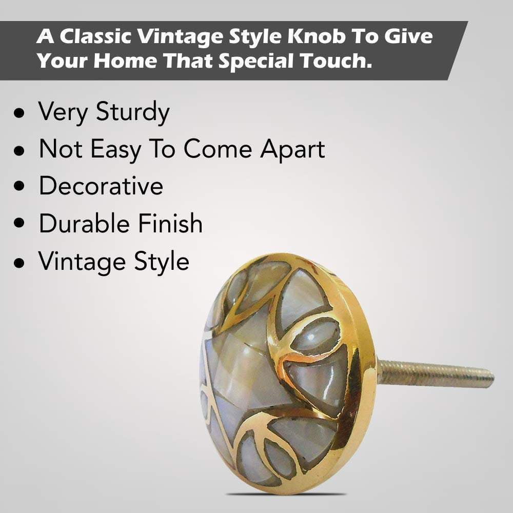 Perilla Home Set of 6 Mother of Pearl Cabinet Knobs Decorative Antique Knobs for Home Kitchen Cabinet Hardware Cupboard Door Dresser Wardrobe and Drawer Pull Handle