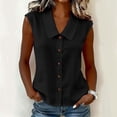 thumbnail image 2 of LNWUY Women's Wrinkle Free Sleeveless Button Down Shirts Blouses Solid Color Business Casual Loose Tank Tops for Work Black M, 2 of 7