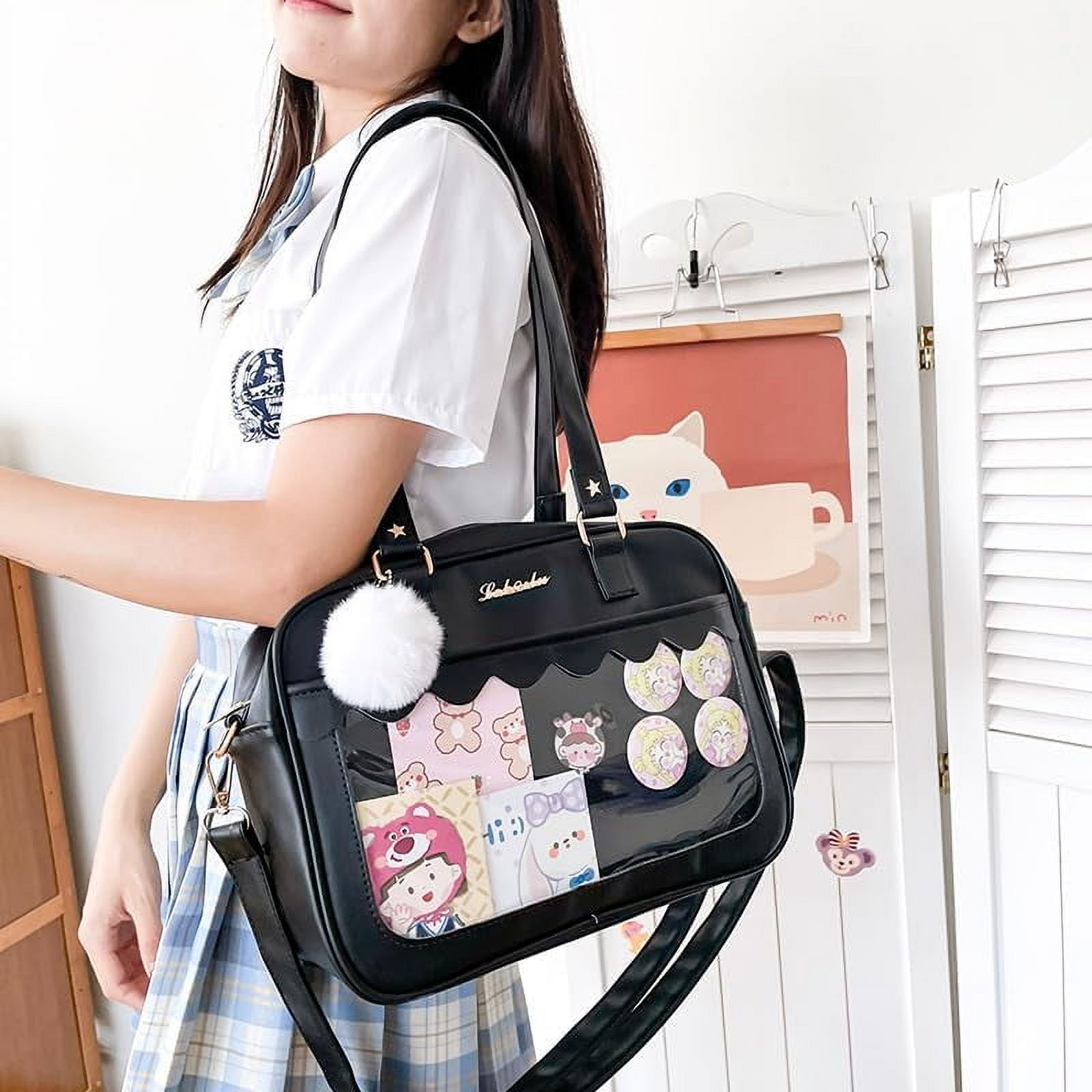 HMSHA Clear Aesthetic Bag Ita Bag Cute Messenger Bag Crossbody Bag for Women JK Tote Purse