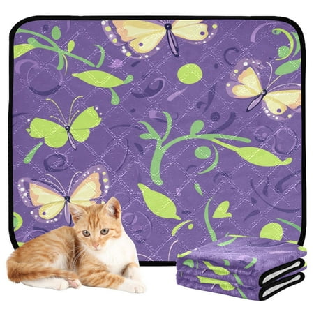 Washable Pet Pee Pads with Super Absorbent Reusable Training Pads for Dogs & Cats Butterflies and Swirls Pattern