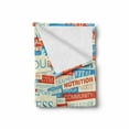 thumbnail image 2 of Fitness Soft Flannel Fleece Throw Blanket, Collage of Words Physical Activity Healthiness Nutrition Bodycare Theme, Cozy Plush for Indoor and Outdoor Use, 70" x 90", Sky Blue White Red, by Ambesonne, 2 of 6