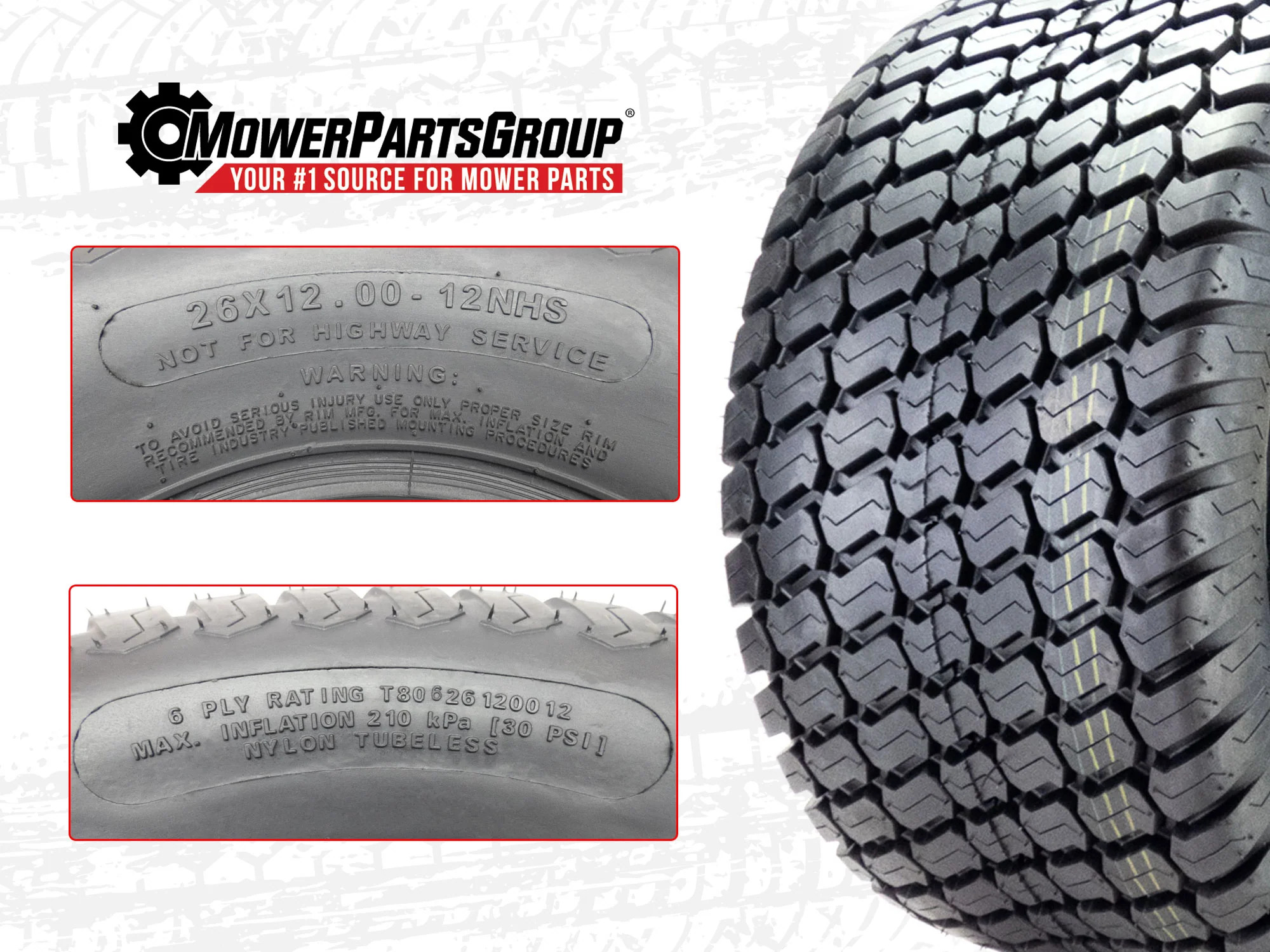 2) Ferris Turf Tire Assemblies 26x12.00-12 Fits IS3100Z IS3200Z 