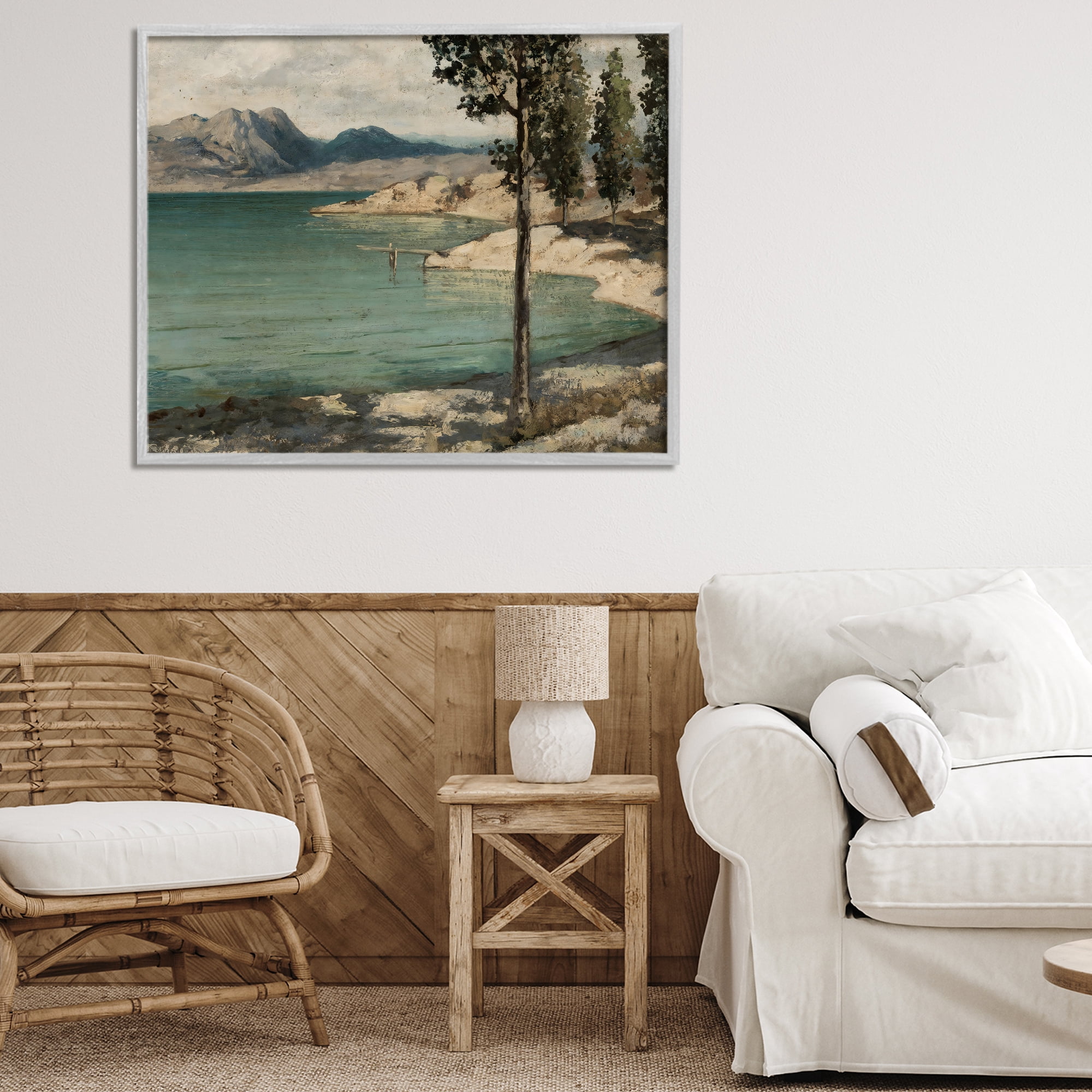 Stupell Industries Tranquil Shore with Trees Gray Framed Giclee Art, design by Arlington Prints