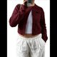 thumbnail image 1 of Cárdigan de Cuello Redondo con Botones para Mujer, Suéter de Punto de Larga, Ropa de Abrigo Vino Tinto XL, 1 of 7