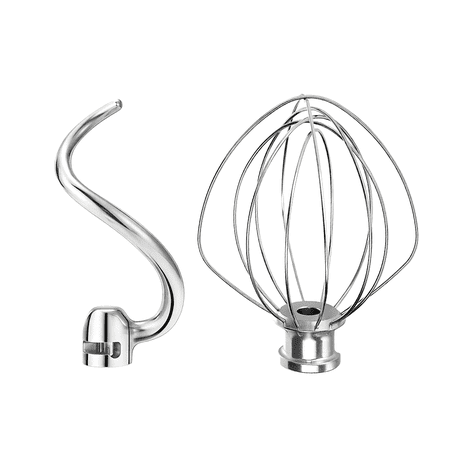 Dough Hook & 6-Wire Whisk Set for KitchenAid 6 Qt Bowl-Lift Mixers, 2-Piece Stainless Steel Attachments – Compatible with Professional 600, KSM5, KP26, KV25, KD26, KL26, KT26, Heavy Duty & Dishwasher