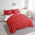 thumbnail image 3 of Manfei Polka Dots Boy Girl Twin Bedding Sets 7-Piece,Vintage Aesthetic Bedding Comforter Set Microfiber,Red White Breathable Sheet Sets,Microfiber Bedroom Decor,Reversible, 3 of 8