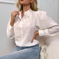 thumbnail image 6 of asdoklhq Blouses for Women Clearance $5,Women Classic Solid Color Button Chiffon Long Sleeve Loose Tunic Tops Blouses Shirt, 6 of 9