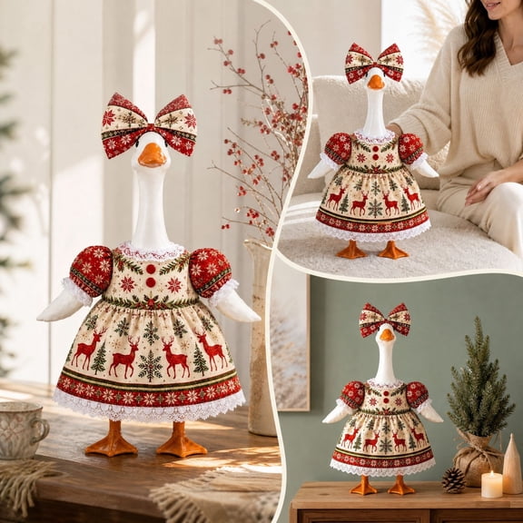 Donemore 23 Inch Christmas Porch Goose Outfit Costume Set 20x12 Inch Yard Decor Holiday Clothes for Goose for Front Porch Lawn Seasonal Yard Display, Excluding Goose