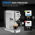 thumbnail image 2 of 20 Bar Pump Espresso Machine, Stainless Steel, with Steam Milk Frother, 34oz Removable Tank, for Latte & Cappuccino (Silver), 2 of 18