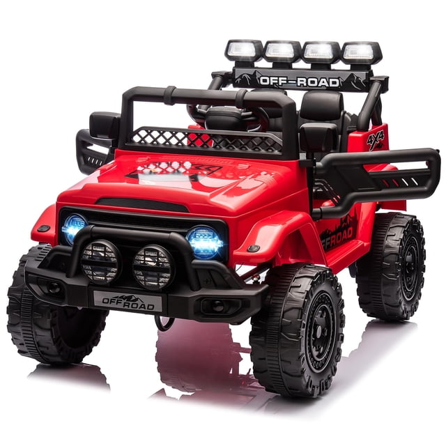 EDTara 12V Ride On Truck Car, Battery Powered Car w/Remote Control, Spring Suspension, LED Lights, Bluetooth, 3 Speeds, Electric Car for Kids