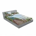 thumbnail image 3 of Beach Bedding Set with Sheet & Covers, Walkway and Jogging Track by Sea in Cinque Terre Italian Mediterranean Vacation, Printed Bedroom Decor 2 Shams, 4 Sizes, Green Chocolate, by Ambesonne, 3 of 3