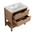 thumbnail image 7 of 30 Inch Bathroom Vanity with Ceramic Sink, Plywood Freestanding Bathroom Storage Cabinet with 2 Drawers for Bathroom, Imitative Oak, 7 of 7