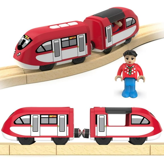 Battery Operated Locomotive Train (Magnetic Connection) - Powerful Engine Bullet Train Compatible with Thomas, Brio, Chuggington