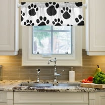 Dog Paws Black Curtain Valances Farmhouse Design Window Treatment Decor Blackout Rod Pocket for Windows Living Room Kitchen 54" x 18"