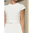 thumbnail image 4 of DARING DIVA Mock Neck Cap Sleeve Belted A-Line Dress XL White, 4 of 6
