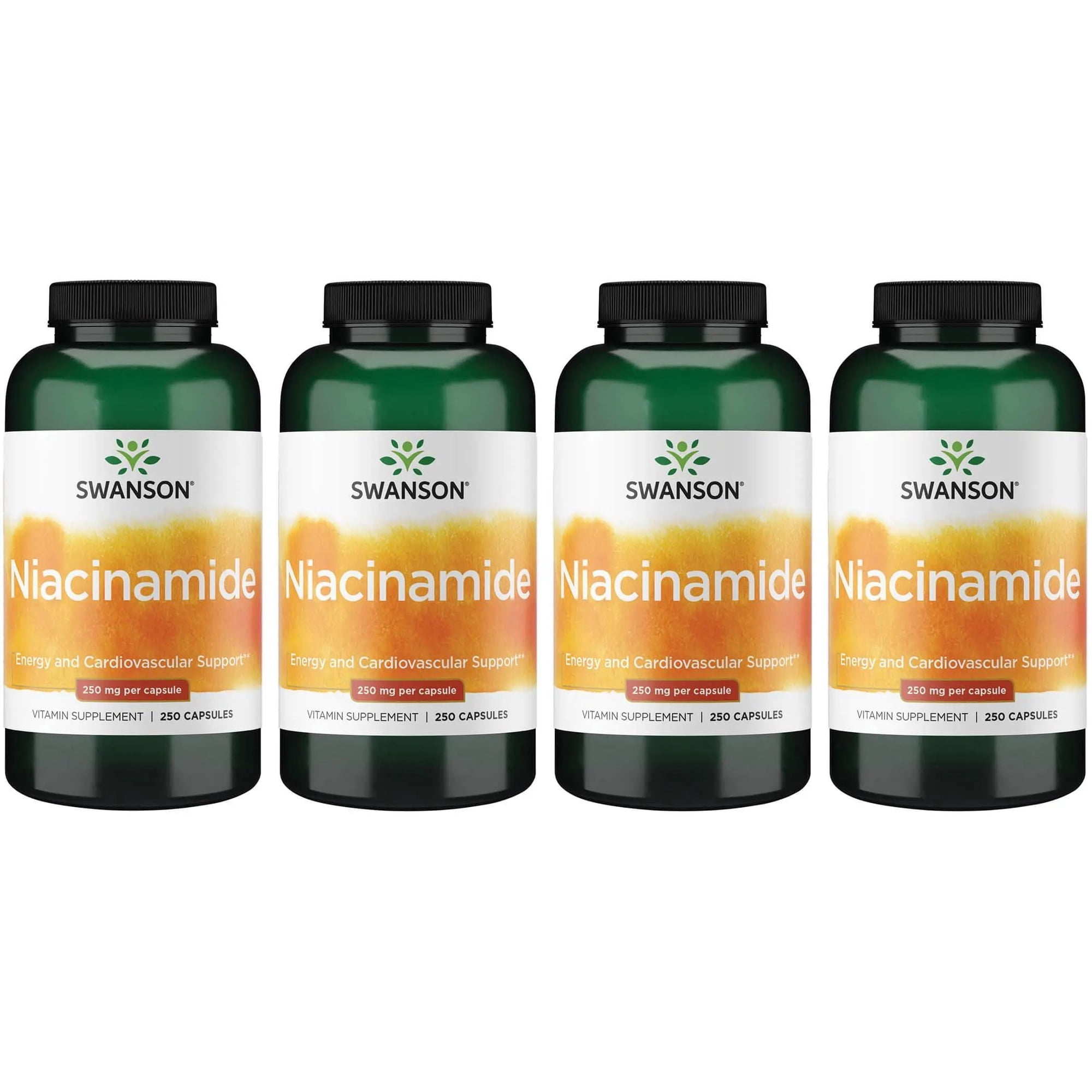 Swanson Niacinamide - Vitamin B3 Supplement Promoting Heart Health & Energy Support - May Support Healthy Joint Function - (250 Capsules, 250mg Each) (4 Pack)