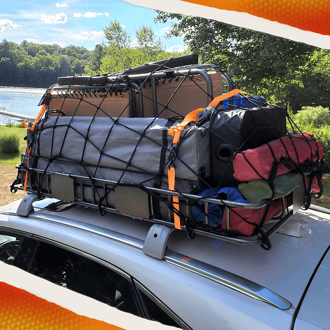 Free Shipping Mockins 250 lb. Capacity Roof Rack Basket with 16 CF Waterproof Roof Bag Roof Rack Cargo Basket Adjusts from 43 64 L x 39 W x 6 H Universal Roof Cargo Basket Walmart