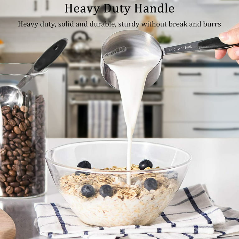  Measuring Cups and Spoons Set Stainless Steel Measuring Cups & Spoons  Set Includes 7 Stainless Steel Metal Measuring Cups 6 Measuring Spoons 5  mini measuring spoons for Dry and Liquid Ingredients