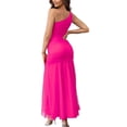 thumbnail image 4 of B91xZ Robes Décontractées pour Femmes une Épaule Sans Manches Froncée Torsadée Robes Maxi Fluides, Rose Vif TP, 4 of 5