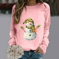 thumbnail image 2 of Bcresic Cute Snowman Shirt for Women Christmas Fleece Sweatshirts Casual Crewneck Long Sleeve Raglan Shirts Fashion Xmas Holiday Pullover Tops Fall Winter Comfy Warm Blouse Clothes,#01_Pink,Large, 2 of 4