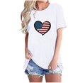 thumbnail image 1 of Camisetas de Manga Corta para las Mujeres Día de la Independencia Impresión Básica Camiseta de Verano, Cuello Redondo Casual Camiseta Blusa, 1 of 4