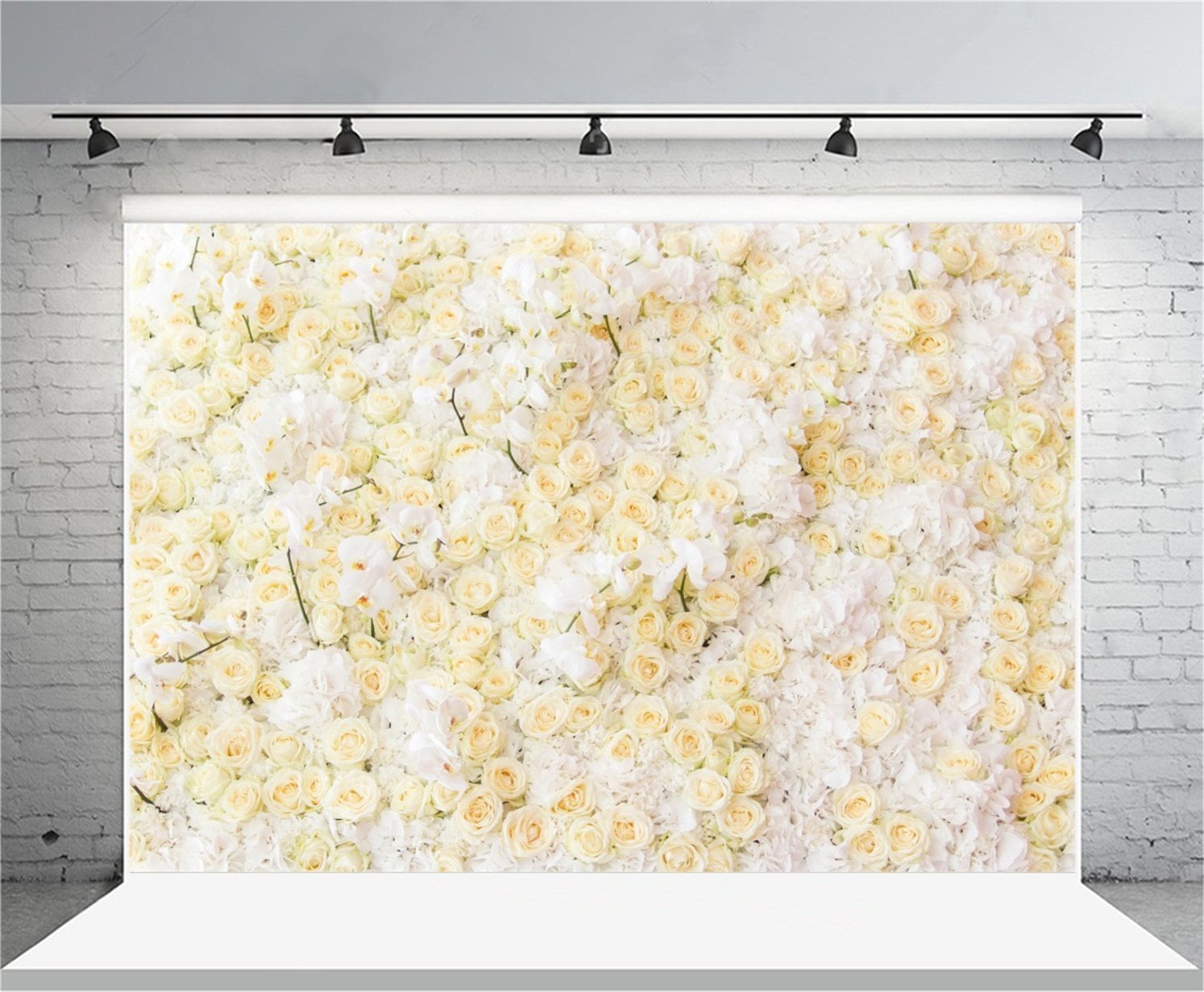 Beautiful Flower Wall Backdrop 10x6.5ft Polyester Graceful Pink Pale Yellow Flowers Wall Floral Wedding Stage Background Bridal Shower Party Banner Anniversary Activities Shoot Studio Props