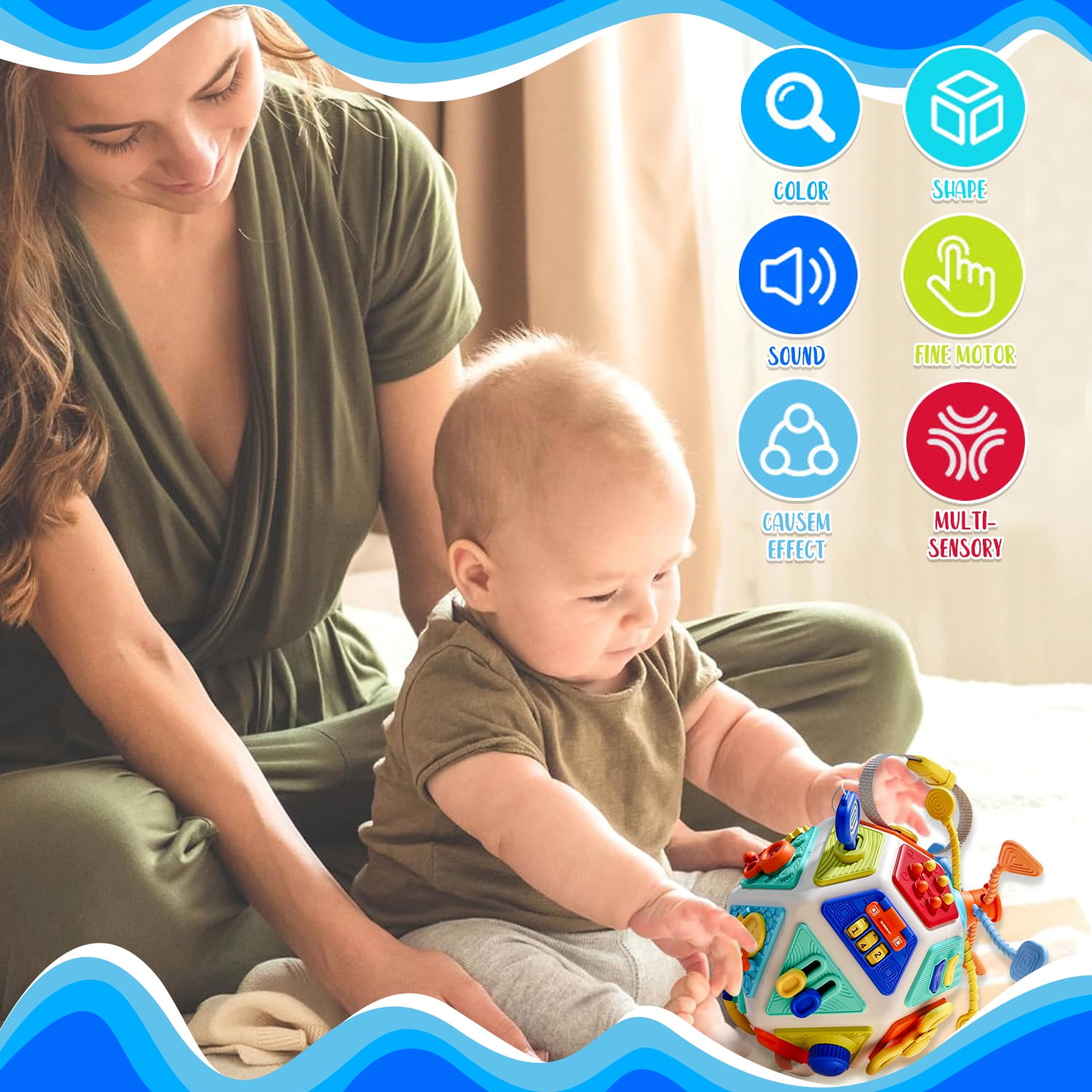 Sytle-Carry Montessori Learning Toys, Toys for 1 Year Old, Busy Cube Toddler Toys 1-3 for Girls Boys