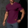 thumbnail image 2 of Summer Akafmk Summer Mens T-Shirts,Crewnecks Short Sleeved Tees,Men's Casual Solid Color Vertical Texture Short Sleeved V-neck Shirt, 2 of 5