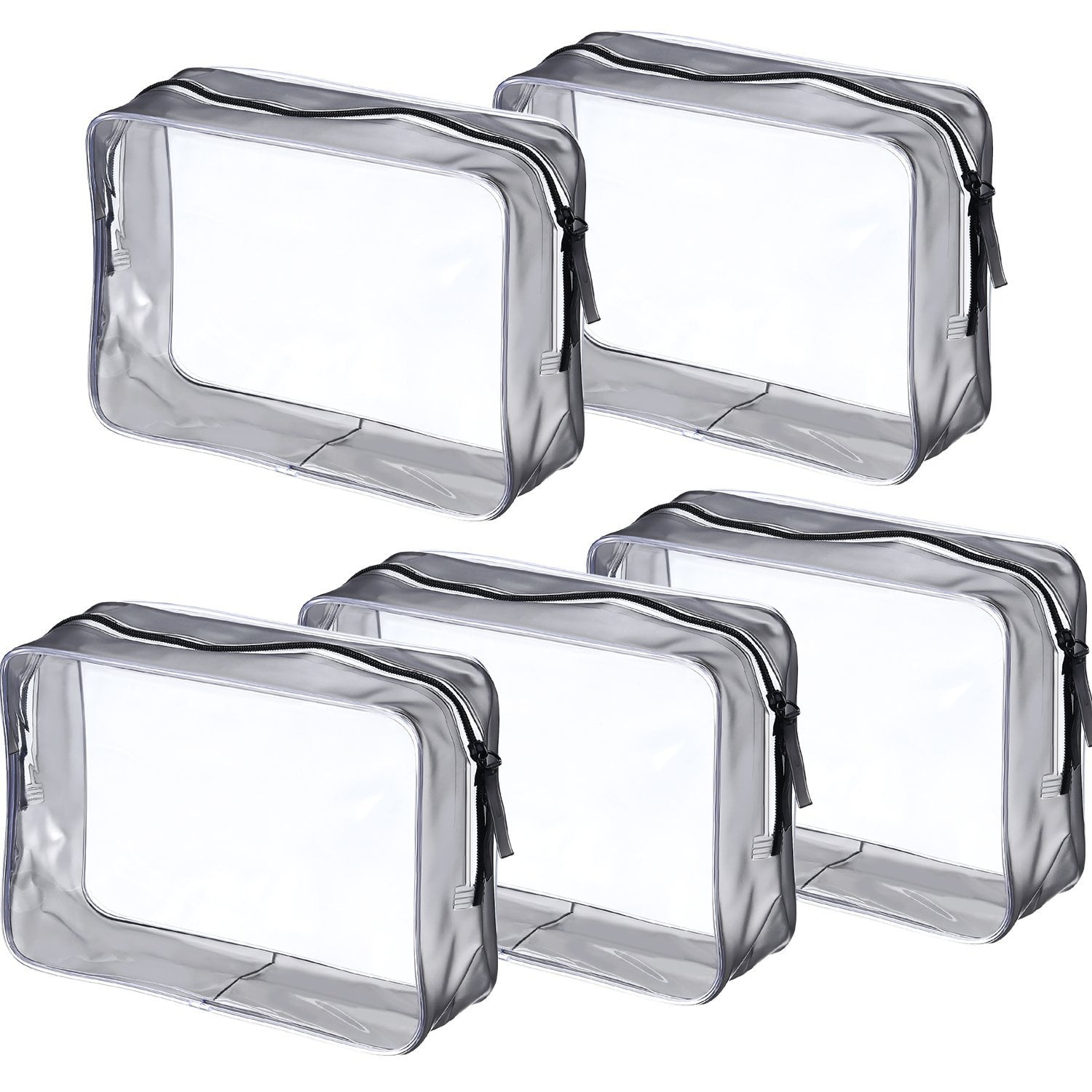 Pangda 5 Pack Clear PVC Zippered Toiletry Carry Pouch Portable Cosmetic ...