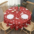 thumbnail image 3 of Red Christmas Reindeer and Snowflake Pattern Round Tablecloth 60"x60",Wrinkle Wipeable Table Cloth for Kitchen Dining Room Picnic Patio Party, 3 of 6