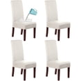 thumbnail image 1 of Suede Dining Room Chair Covers Dining Chair Slipcover Parsons Chair Slipcover Velvet Chair Covers for Dining Room Set of 4, Soft Stretch Removable High Back Chair Protector, Off White, 1 of 7