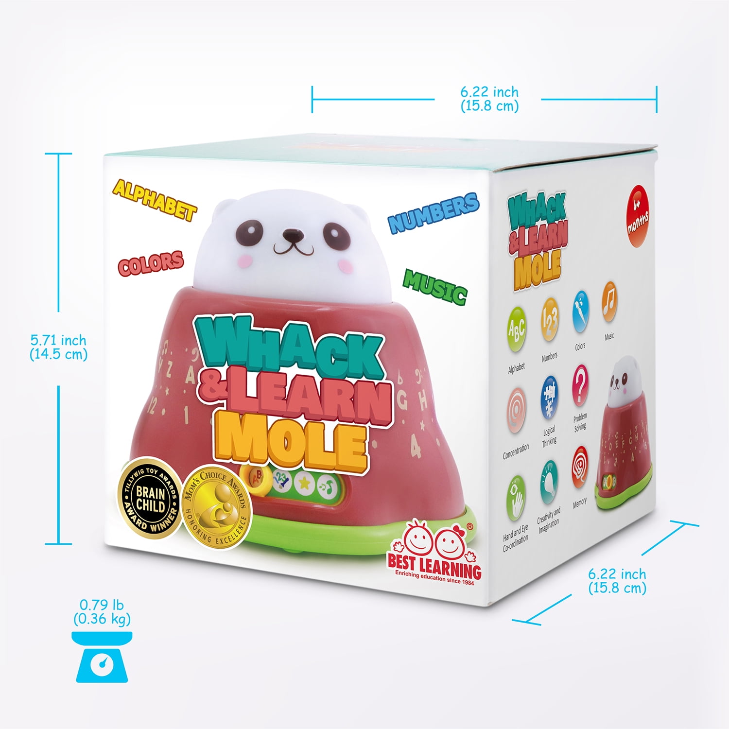 BEST LEARNING Whack and Learn Mole – Infant & Toddler Developmental Toy | Learn ABC, 123 | Interactive Light-Up Music Game for Ages 6 Months Up