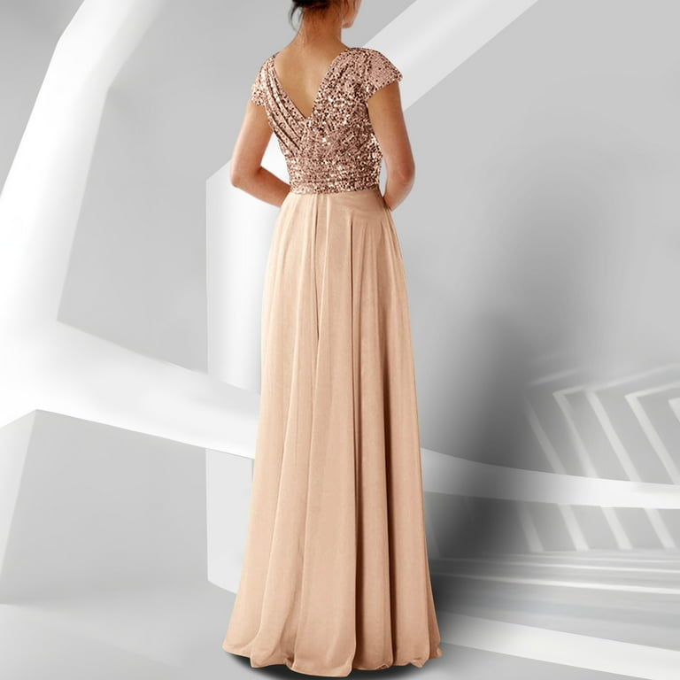 slim fit dress slacks Sequins Scoop Floor Length Bridesmaid Dress