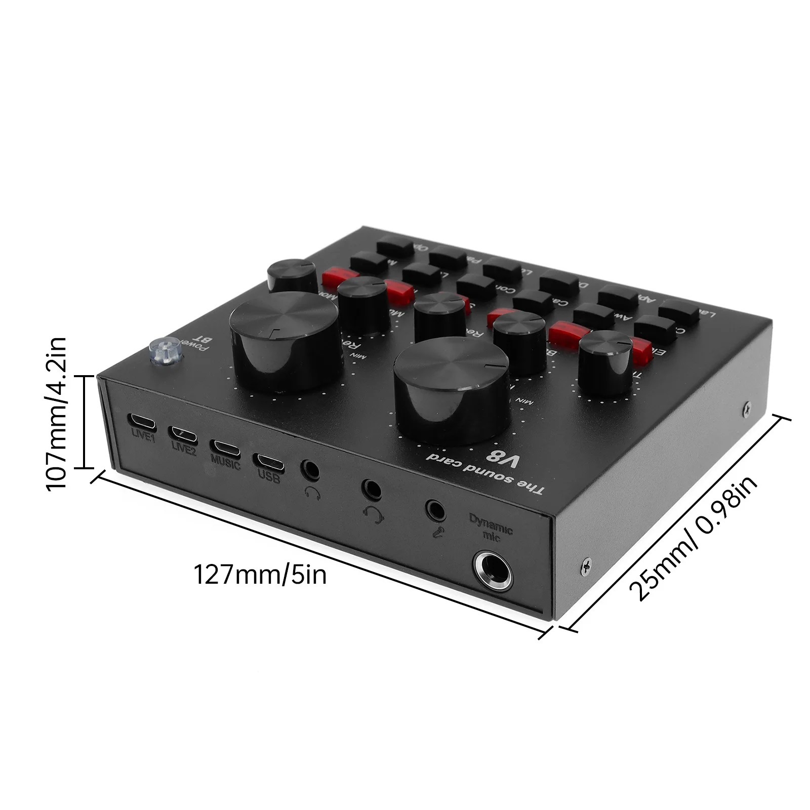 HD Au-dio Mixer V8 USB External Sound Card Headset Microphone Personal Live Broadcast Webcast for Mobile Phone Computer PC Dj ,Precision Control and Adjustment