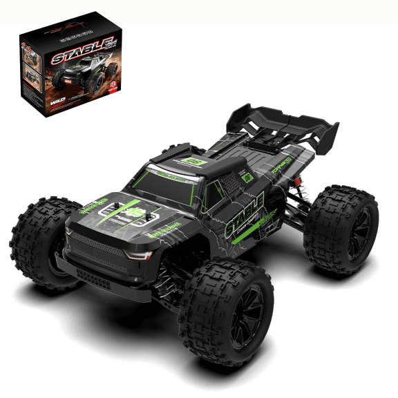 1:14 Scale Fast RC Cars for Adults & Kids, Max 20 MPH, 4WD Off-Road RC Trucks, All Terrain 2.4GHz Remote Control Car for Snow, Sand, Beach & Rocky Surfaces, Green