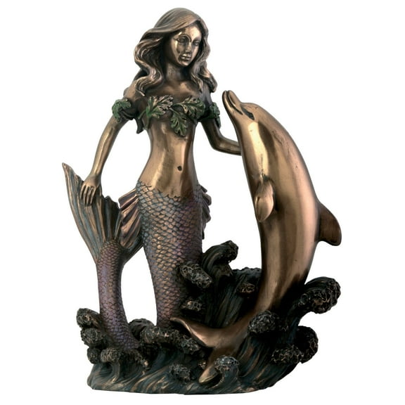 Mermaid with Dolphin Figurine Decoration Statue