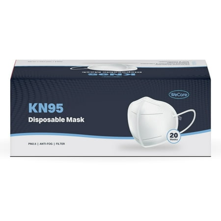 WeCare KN95 (95% Filtration) Protective Disposable Face Masks, White - 20 Pack (each sealed)