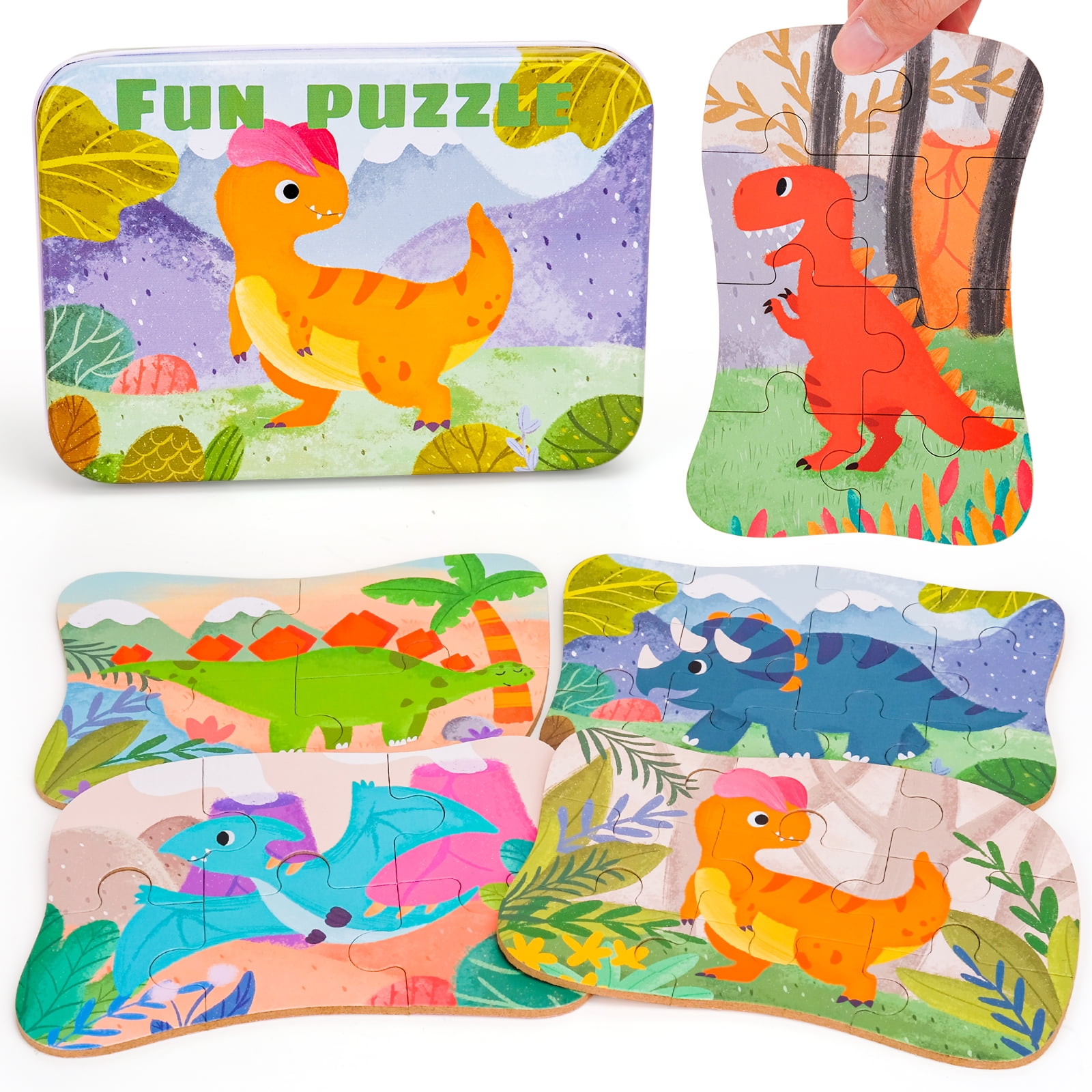 Dream Fun 39 Pieces Dinosaur Puzzles for 4 5 6 7 Year Old Children,Fun ...