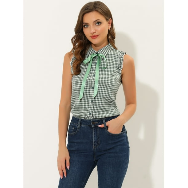 Gingham shirt bow tie hotsell
